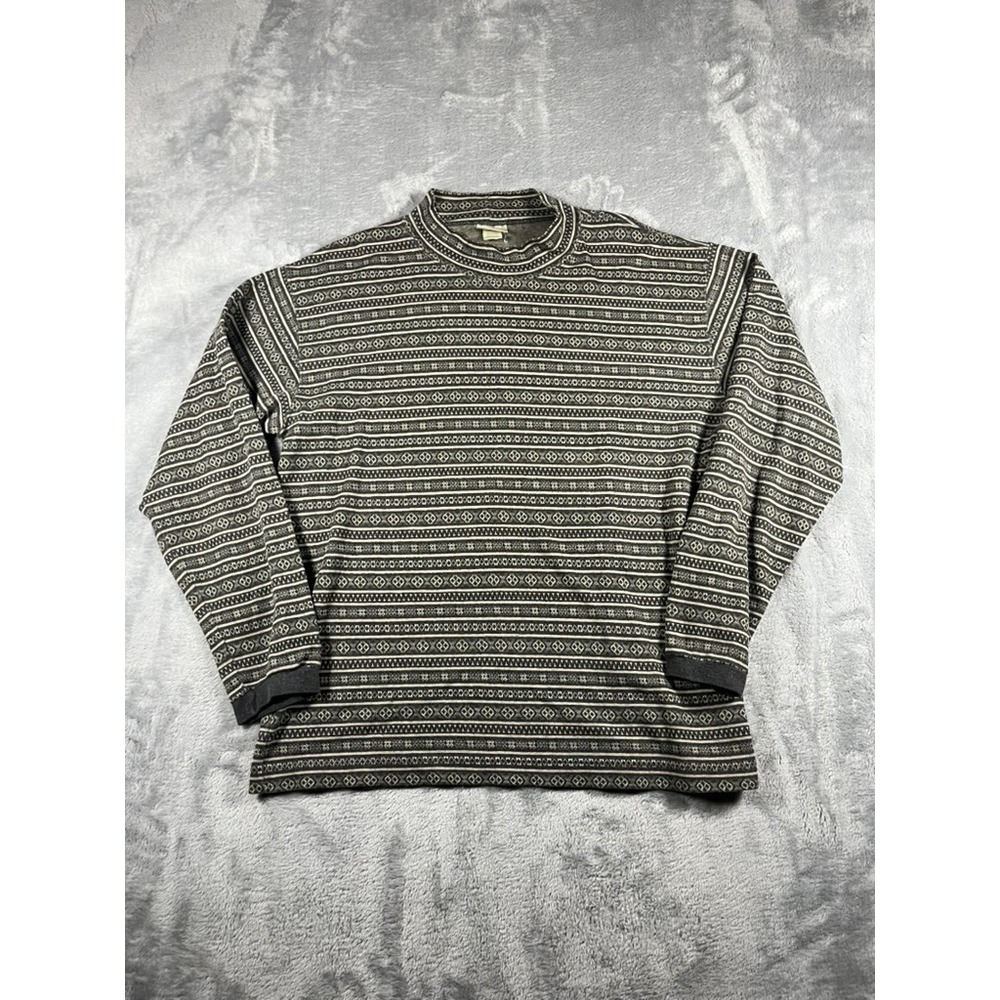 Vintage LL Bean Freeport Maine Fair Isle Nordic Long Sleeve Shirt Made USA Men L